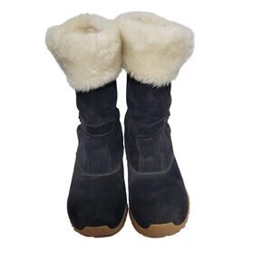 Salomon Lhasa Women's Black Suede Boots With Faux Fur Lining 11526-1S7